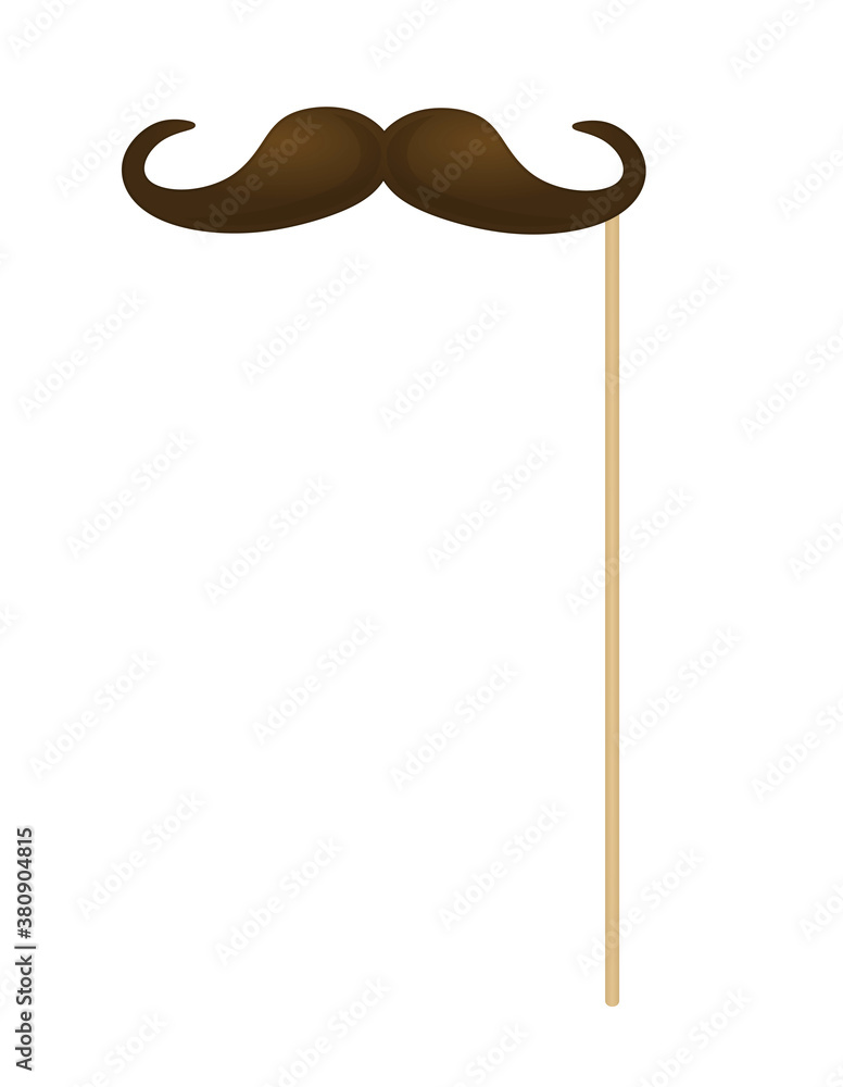 Brown male mustache on stick. vector Brown male mustache on stick. vector