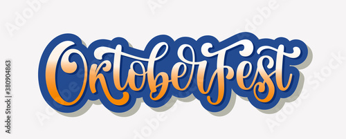 Oktoberfest vector logo. Illustration with brush pen lettering typography isolated on white background. Festive design concept for beer party, event, promo. Welcome to Oktoberfest sign for open bar