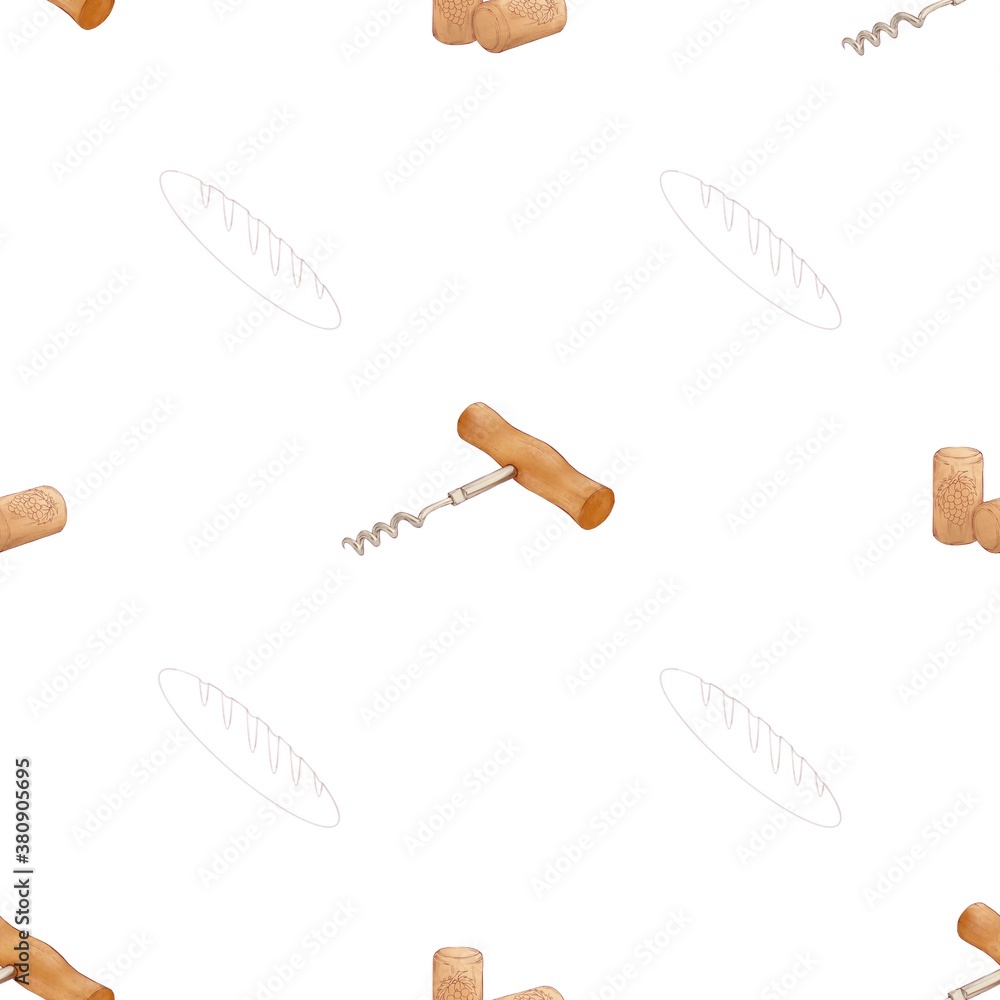 pattern from corkscrew, cork and baguette pattern from corkscrew, cork and baguette