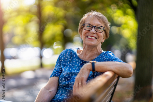Fotografie Beautiful senior woman outdoors in the city