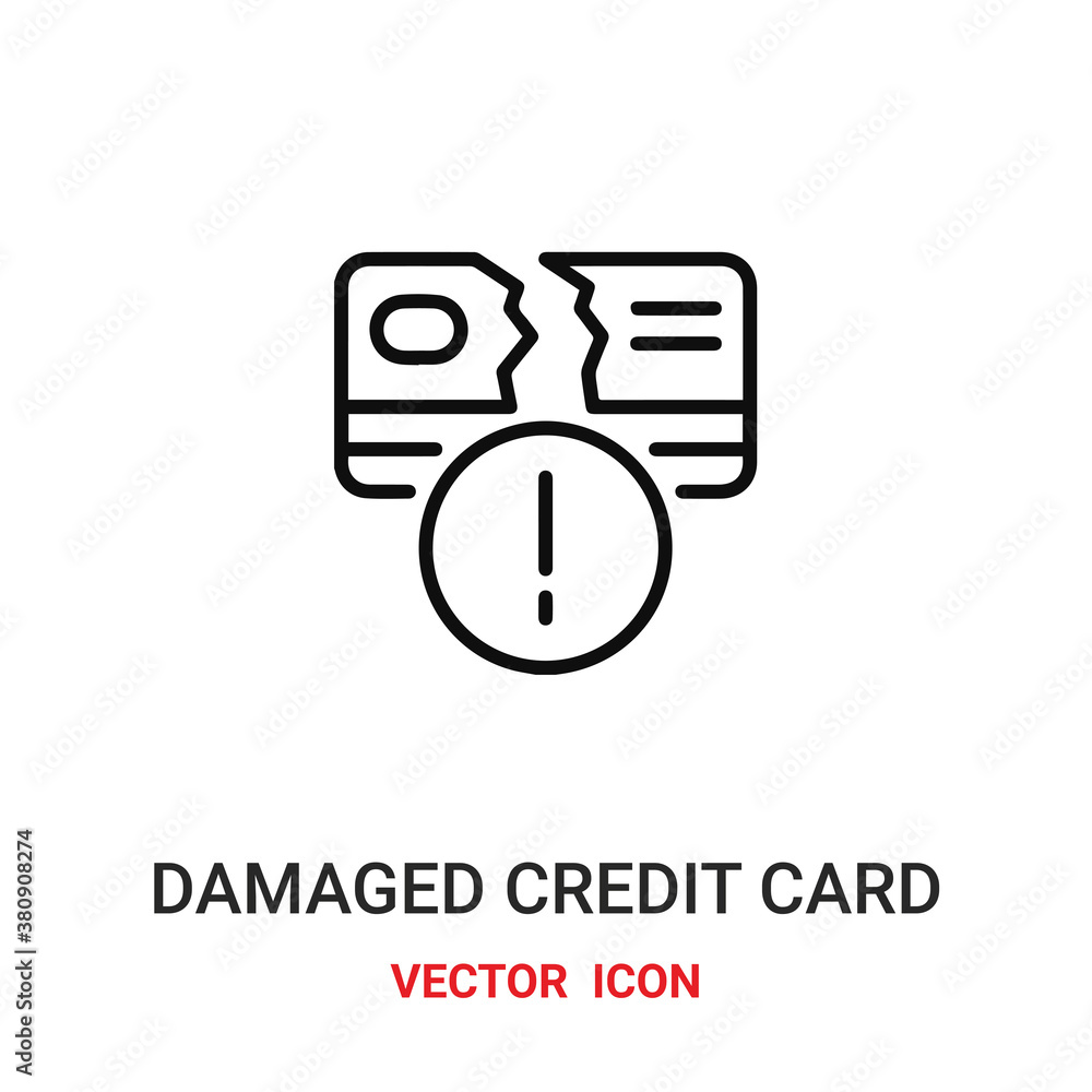 damaged credit card icon vector symbol. damaged credit card symbol icon vector for your design. Modern outline icon for your website and mobile app design. damaged credit card icon vector symbol. damaged credit card symbol icon vector for your design. Modern outline icon for your website and mobile app design.