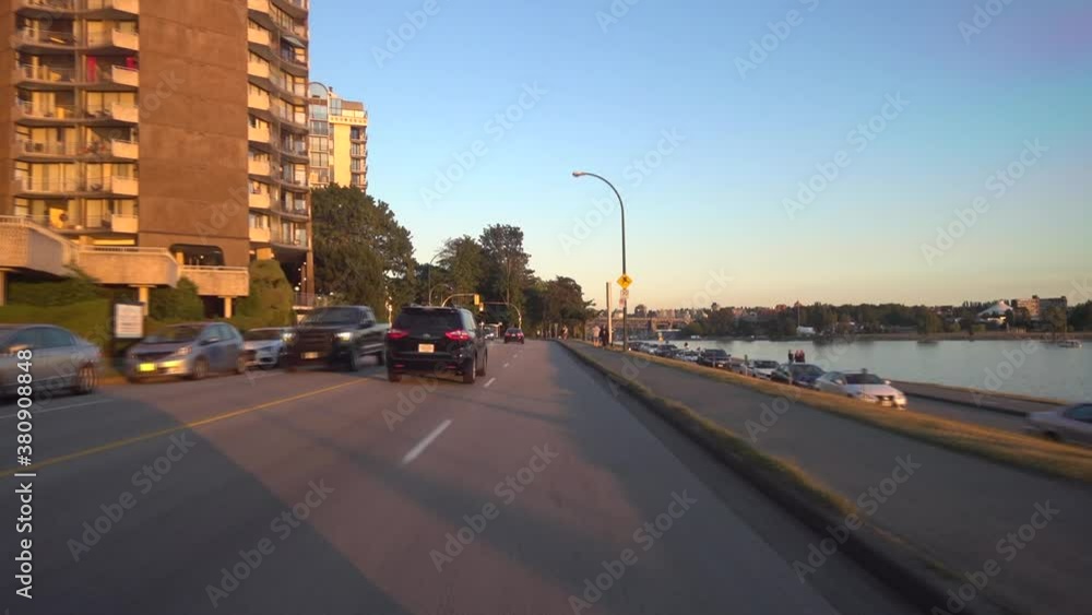 Early evening summer drive, from Stanley park trough English bay down beach avenue in Vancouver, west end. Early evening summer drive, from Stanley park trough English bay down beach avenue in Vancouver, west end.