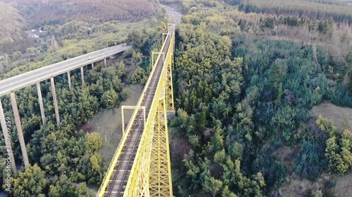 Aerial view from above the Malleco viaduct, Araucania region, Chile photo