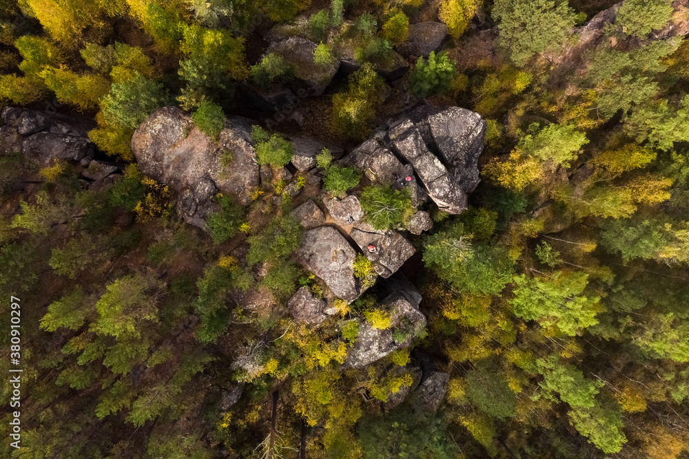 Aerial view of heart shaped rock