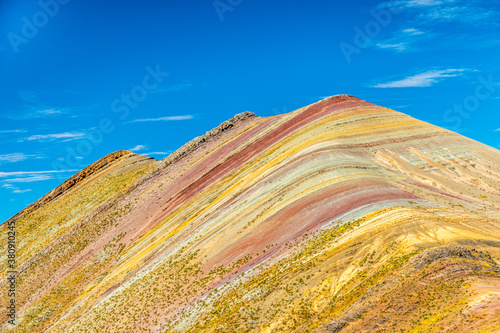 Palccoyo rainbow mountain (Vinicunca alternative), mineral colorful stripes in Andean valley, Cusco, Peru, South America photo
