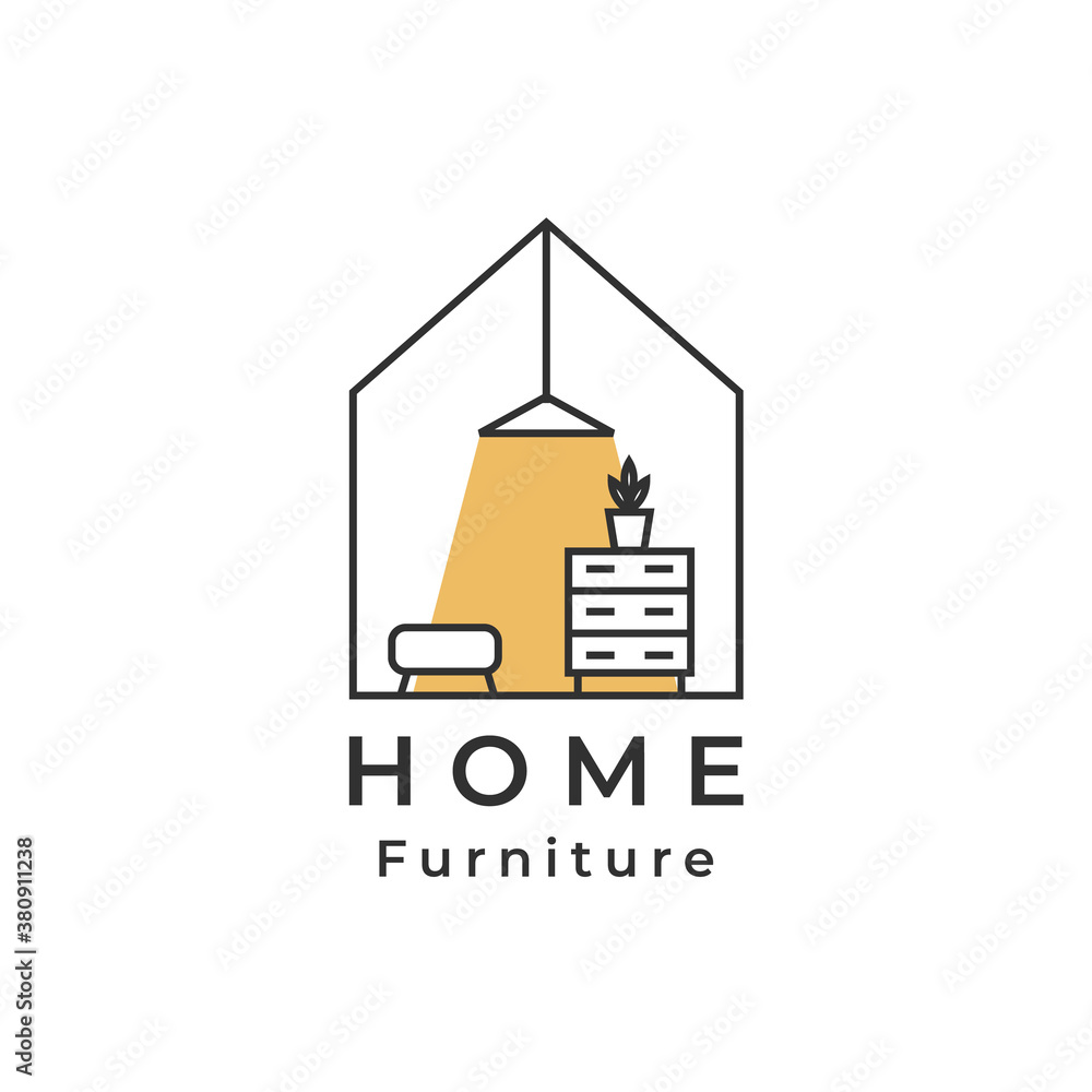 House logo, lamp, drawer shelf, home Furniture logo designs concept vector, Furniture logo template House logo, lamp, drawer shelf, home Furniture logo designs concept vector, Furniture logo template
