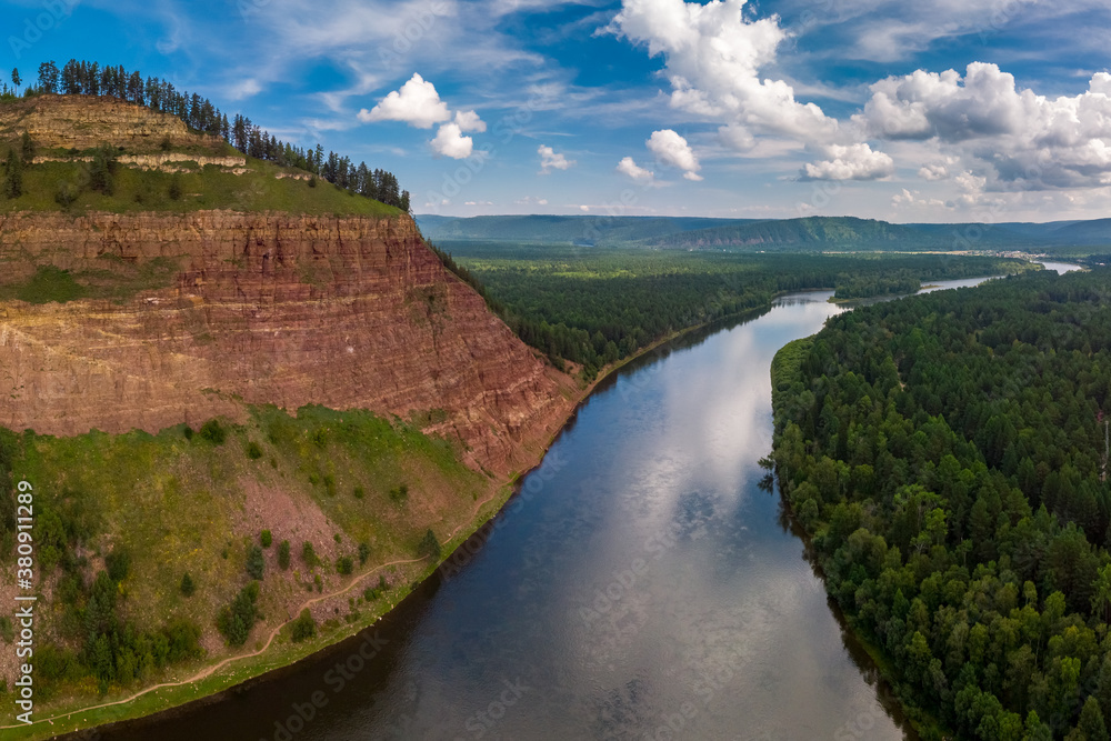 Red cliff on the Irkut river