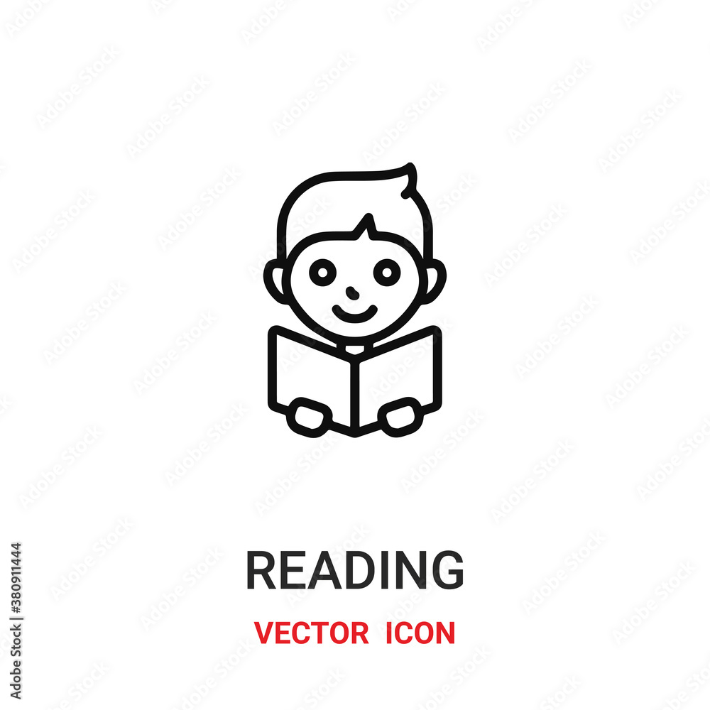 reading icon vector symbol. reading child symbol icon vector for your design. Modern outline icon for your website and mobile app design. reading icon vector symbol. reading child symbol icon vector for your design. Modern outline icon for your website and mobile app design.