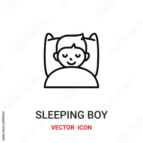 sleeping boy icon vector symbol. sleeping boy symbol icon vector for your design. Modern outline icon for your website and mobile app design.