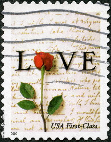 USA - 2000: shows word Love and Rose, Letter by John Adams to Abigail, 2000 photo