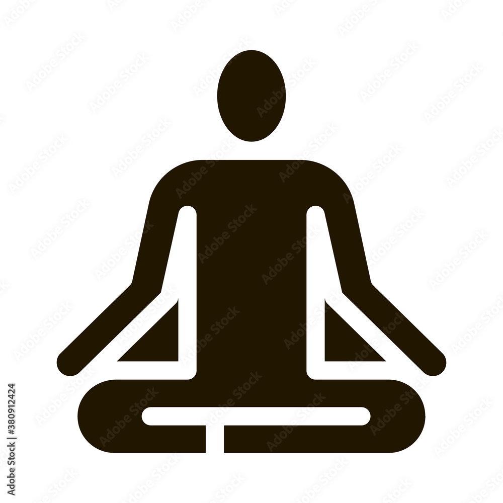 Yoga Pose Biohacking Icon Vector . Contour Illustration