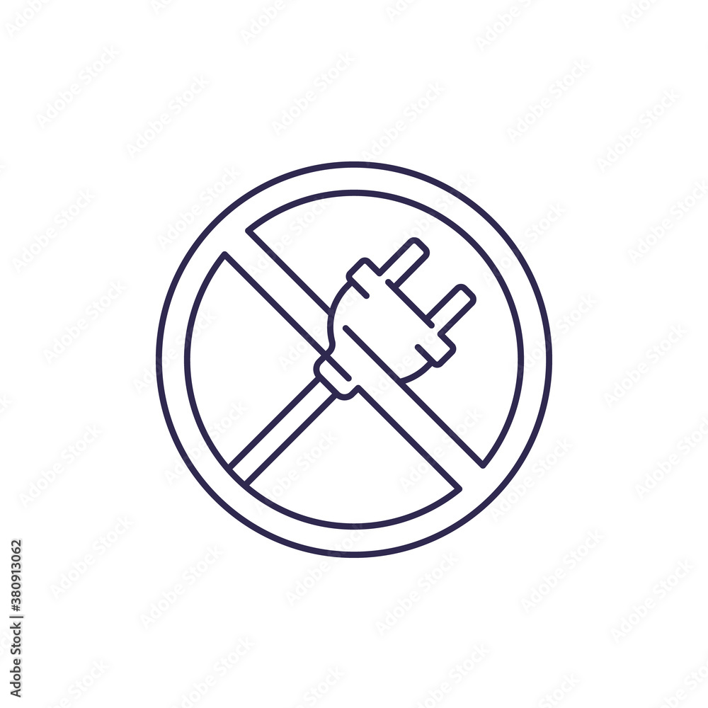 electrical plug, do not connect line icon electrical plug, do not connect line icon