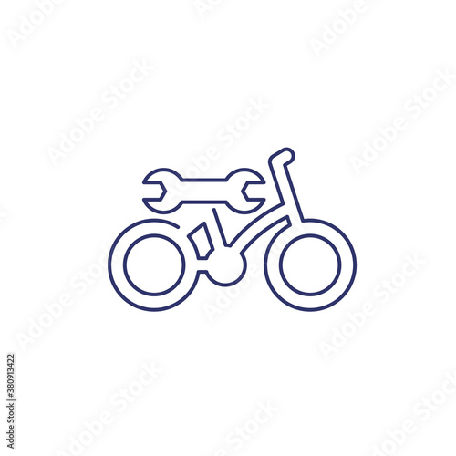 bicycle, bike repair service line icon on white