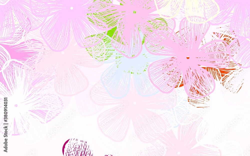 Light Pink, Green vector doodle background with flowers Light Pink, Green vector doodle background with flowers