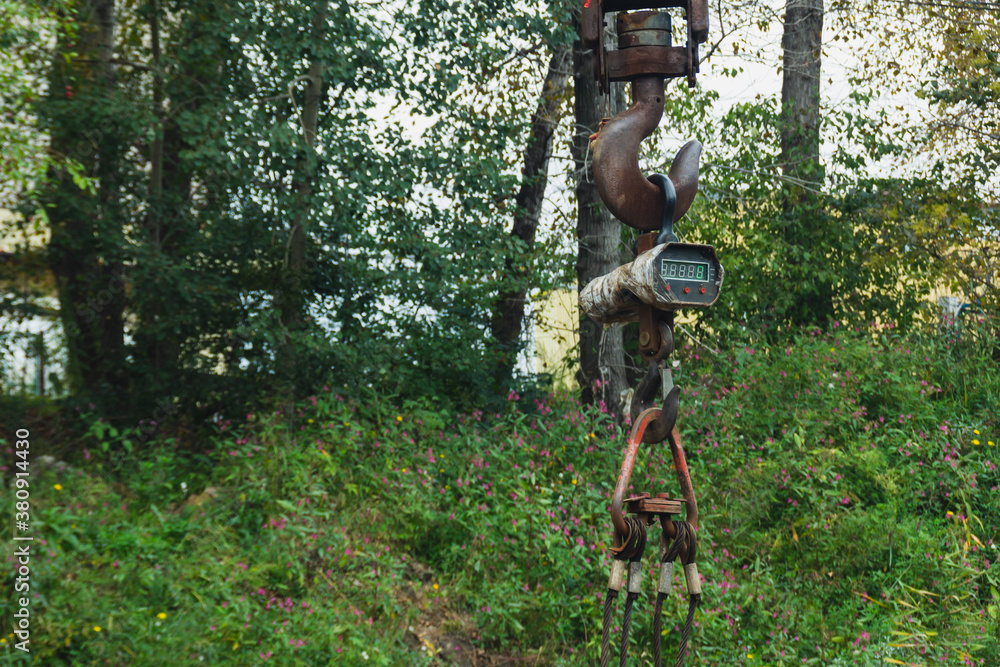 Scrap yard, scales for weighing scrap metal, metal waste disposal