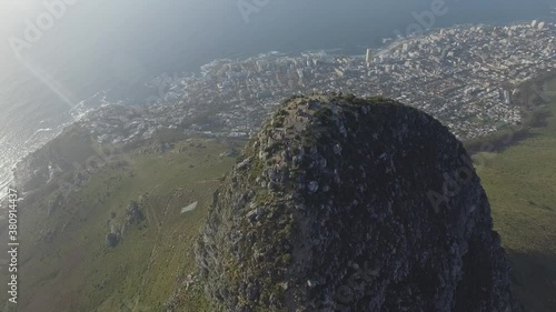 Table Mountain Range from the air during Sunset