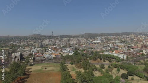 City of Pretoria in South Africa from above, aerial shot of the Capital