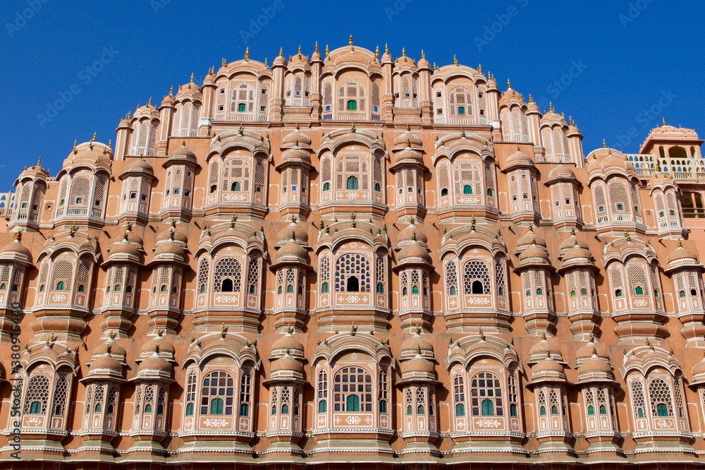 Facade of Hawa Mahal (Wind palace) in Jaipur, Rajasthan, India 
