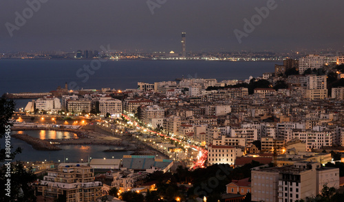 View on algiers coast in a cloudy night photo
