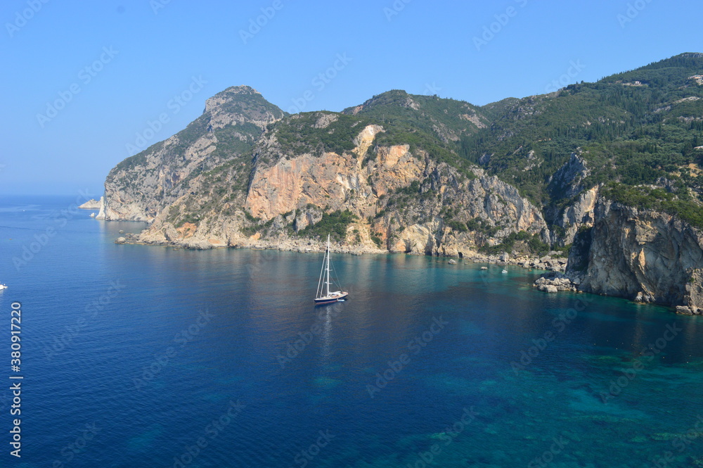 Fototapeta premium The stunning turquoise waters in the Ionian Sea around Corfu, Greece