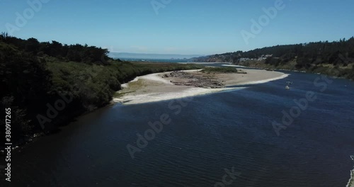 Flying up the Gualala River towards the Pacific Ocean photo