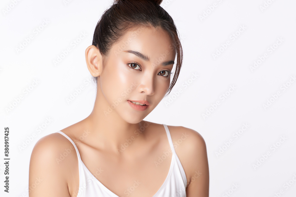 Beautiful young asian woman with clean fresh skin on white background, Face care, Facial treatment, Cosmetology, beauty and spa, Asian women portrait Beautiful young asian woman with clean fresh skin on white background, Face care, Facial treatment, Cosmetology, beauty and spa, Asian women portrait