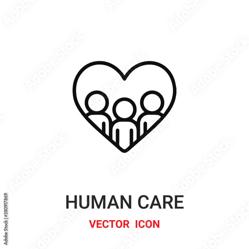 human care icon vector symbol. human care symbol icon vector for your design. Modern outline icon for your website and mobile app design.