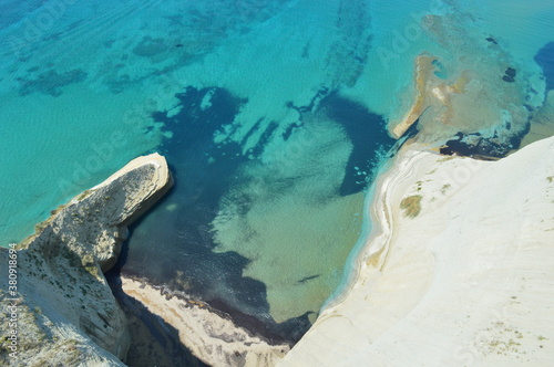 The beautiful turquoise ocean in the Ionian Sea surrounding the island of Corfu, Greece