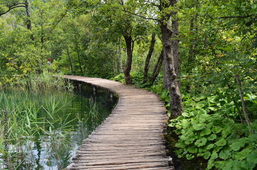 The beautiful turquoise waters of the Plitvice Lakes National Park in Croatia