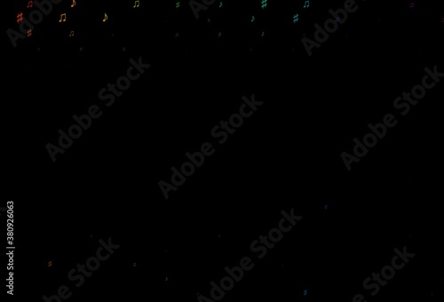 Dark Multicolor, Rainbow vector texture with musical notes.