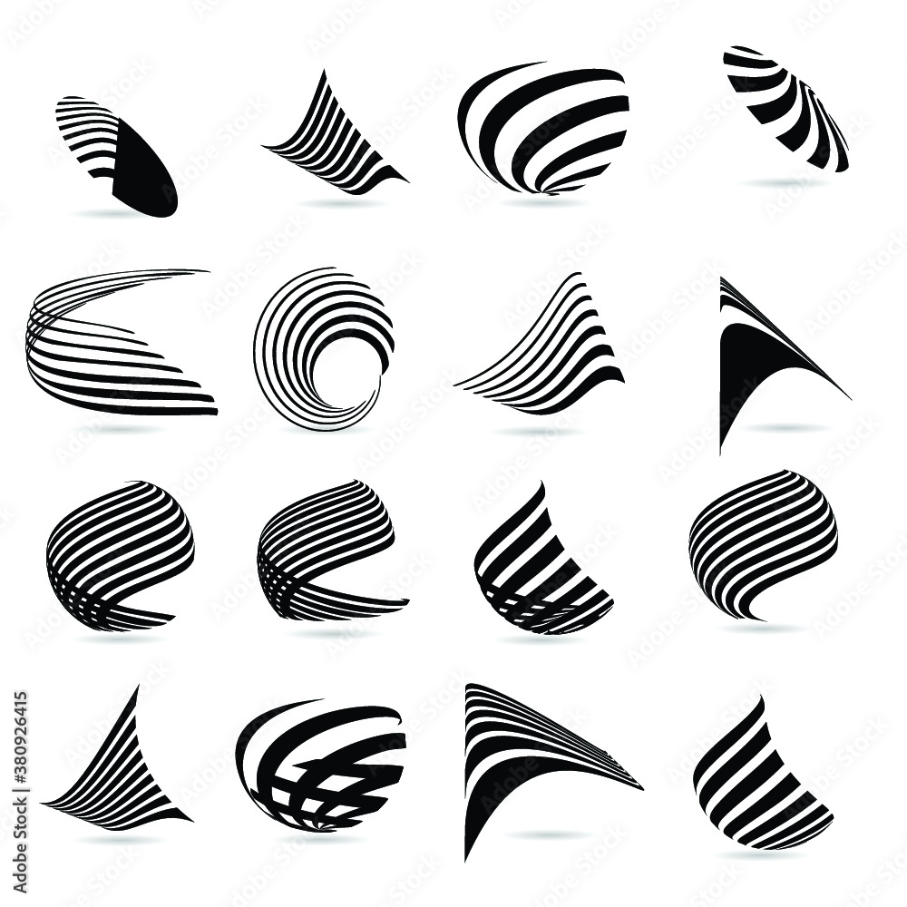 Unusual Logo Design with Stripes. Vector Illustration. 