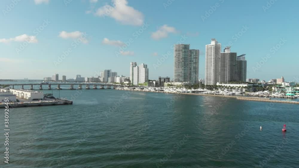 Aerial view of Miami beach and the Macarthur Causeway. Aerial view of Miami beach and the Macarthur Causeway.