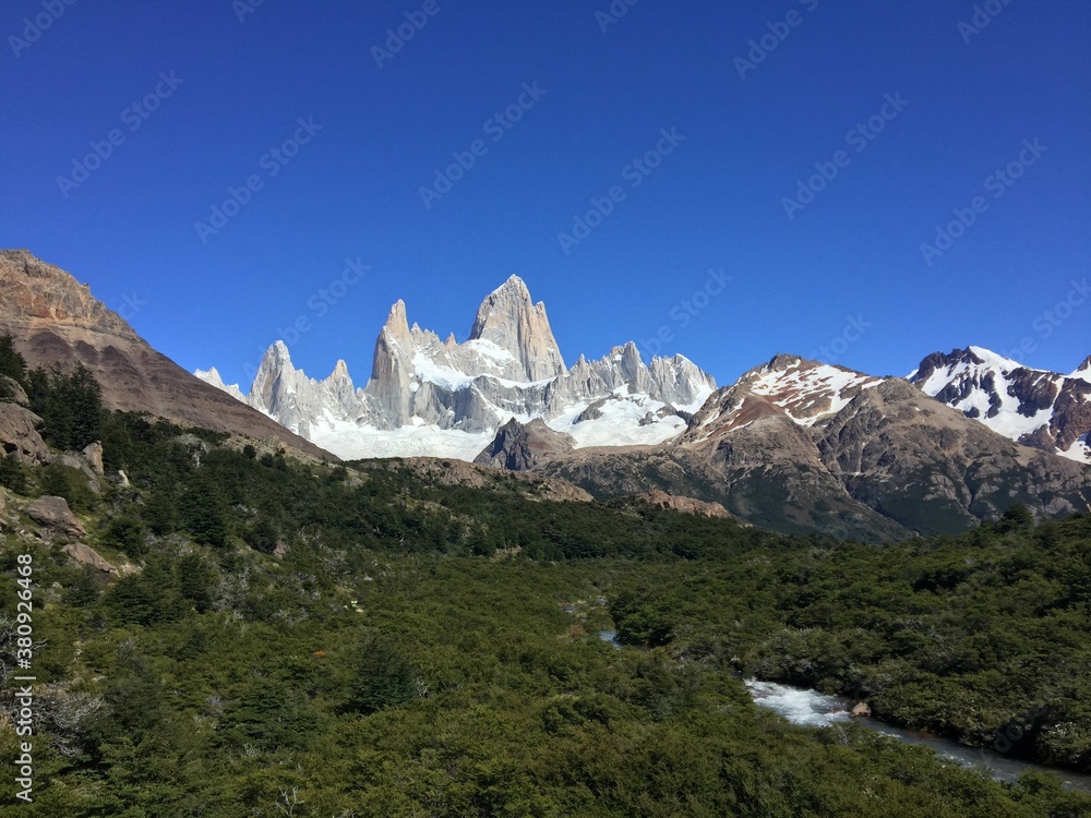 Fitz Roy, mountain in Patagonia, Argentina. The sharp and beautiful formations of southern Andes. 