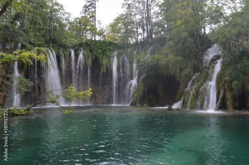 The turquoise waters from the stunning waterfalls in the Plitvice Lakes National Park in Croatia © ChrisOvergaard