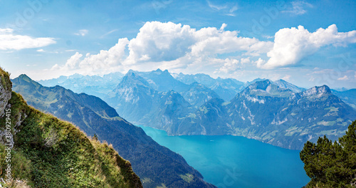 Lake Lucerne seen from Fronalpstock  near Stoos in the Swiss Alsp