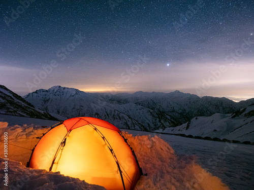 冬山 テント泊 絶景