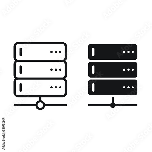 Server icon, line and glyph style. A server is a computer system that provides certain types of services in a computer network. Vector illustration. Design on white background. EPS 10