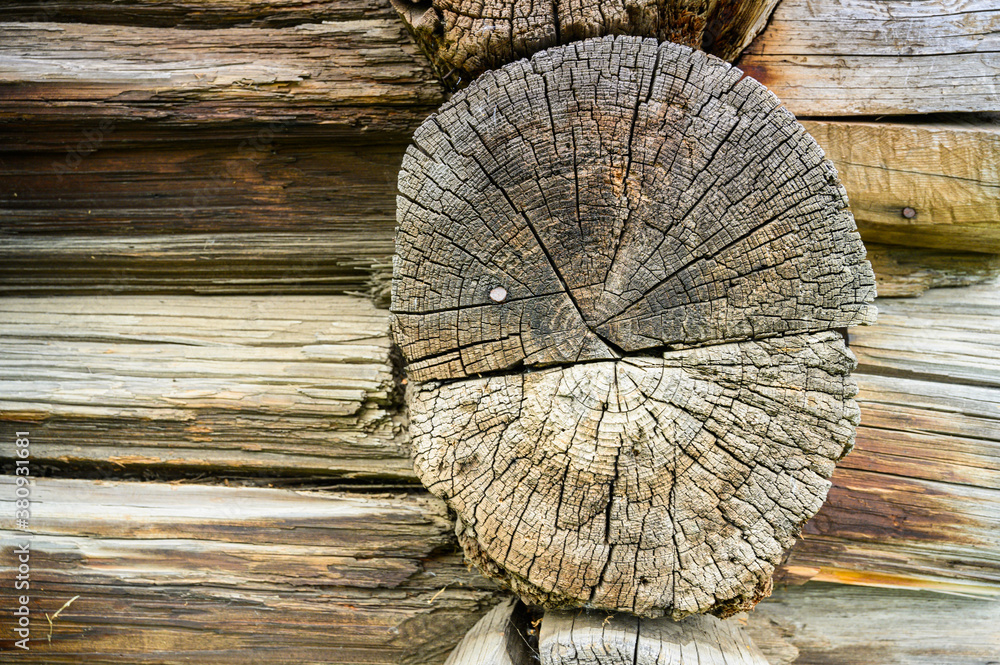 wooden wall of an ancient russian village cabin wooden wall of an ancient russian village cabin