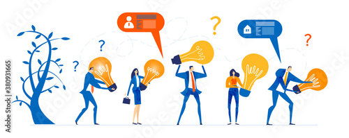 Business people holding up light bulb. First place, the best banker, year award. Business people get awards. 