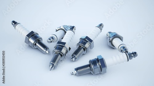 Spark plugs. Studio shot on white background.