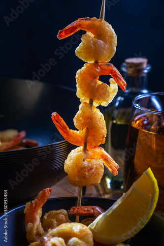  still life with fried shrimps in a restaurant kitchen2
