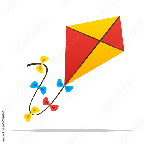 Flying kite vector isolated illustration
