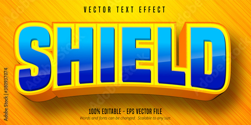 Shield text, cartoon style editable text effect