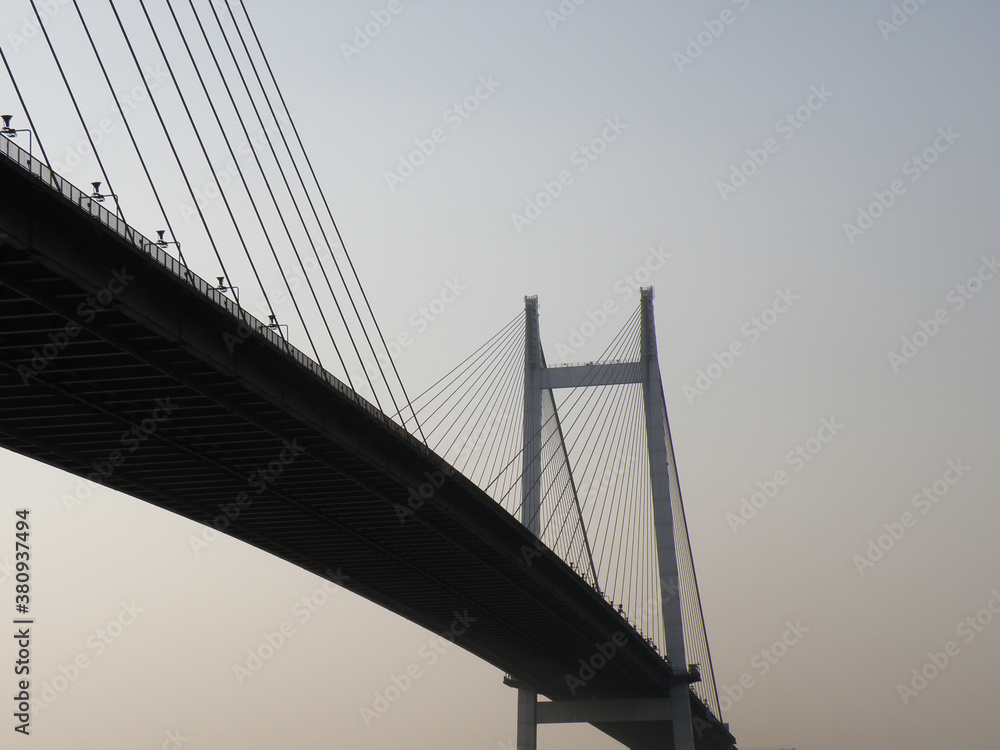 Fototapeta premium Second Hooghly Bridge in Kolkata, its a very known landmark for the city of Calcutta.