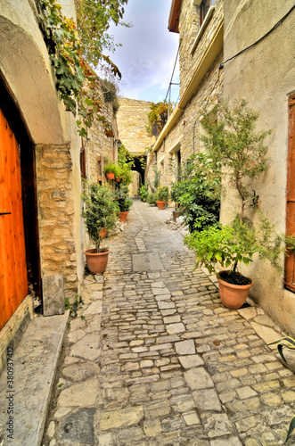 Old street in Pano Lefkara -  a village on the island of Cyprus.