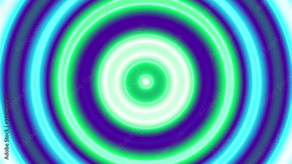 The circles of blue and green tints expand from the center of the frame. Endless cycle. The circles of blue and green tints expand from the center of the frame. Endless cycle.
