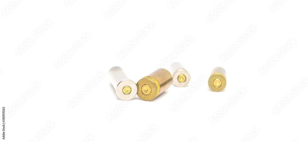 Both .357 and 9mm cartridges are used and placed on a white background. Both .357 and 9mm cartridges are used and placed on a white background.