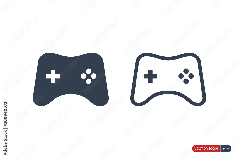 Simple Joystick Game Controller Icon. Fill and Outline Shapes isolated on White Background. Flat Vector Icon Design Template Elements. Simple Joystick Game Controller Icon. Fill and Outline Shapes isolated on White Background. Flat Vector Icon Design Template Elements.