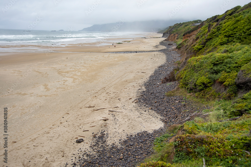 Oregon coast, miles of white sandy beaches.