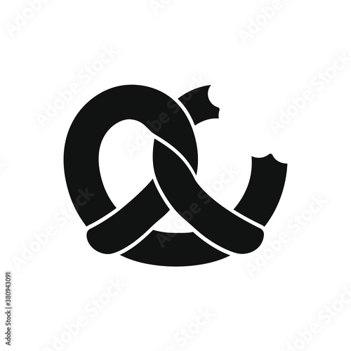 Plain pretzel with bite simple vector icon illustration